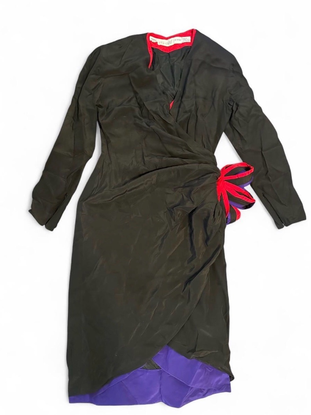 Pia Rucci Black Silk Wrap Dress
